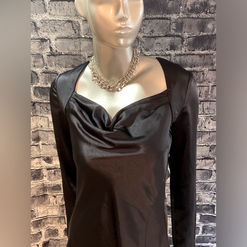 Navy Blue Satin Formal Mini Dress - Picture 5 of 10